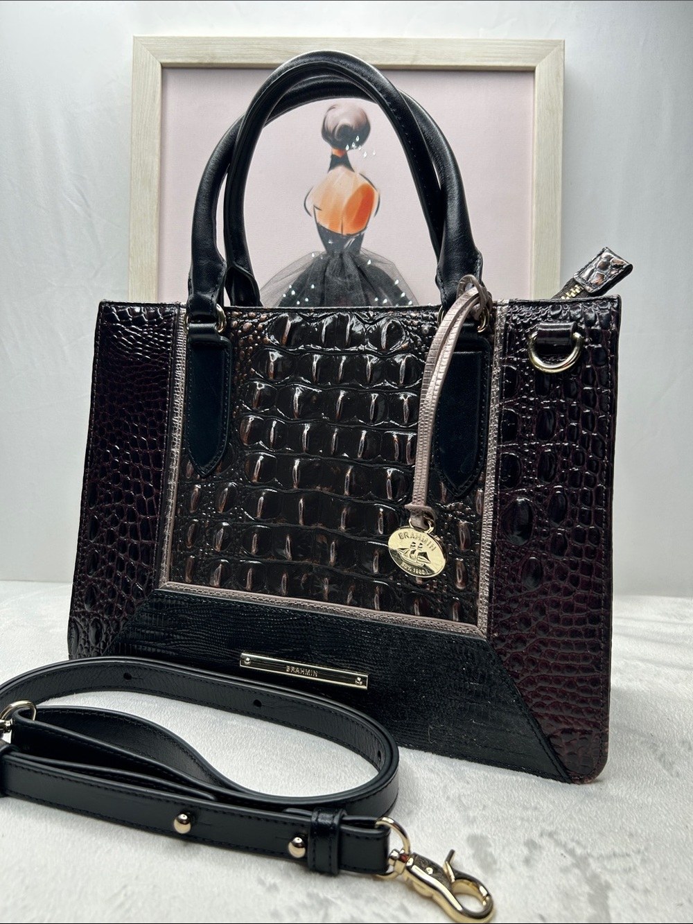 RARE- Brahmin Small Camille Ironwood Alzette Satchel